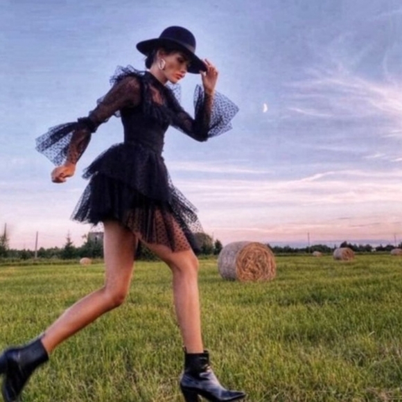 H&M Dresses & Skirts - Sandra Mansour Tulle-Skirt Lace Dress